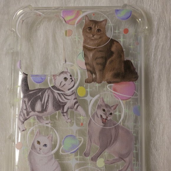 Moto G Stylus Phone Case with Astronaut Cats in Outer Space Design - Picture 3 of 6